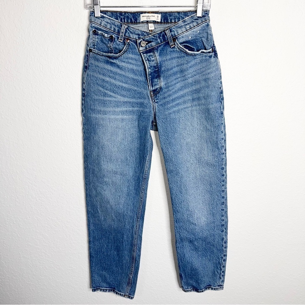 Abercrombie & Fitch The Dad High Rise Jeans Crossover Front Women 26 2 S Curve - Picture 2 of 9